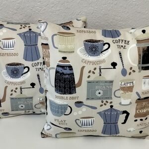 Cream and Brown Coffee & Tea 16x16 Envelope Pillow Covers - Set Of 2